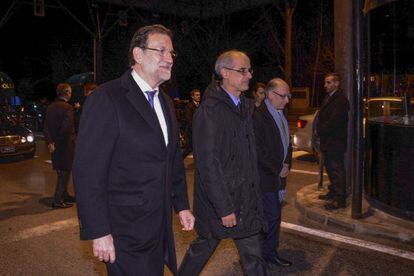 Rajoy, Martí i Montoro travessant la frontera d'Andorra.