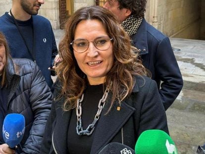 La consellera de la Presidencia, Laura Vilagrà, en declaraciones a periodistas, este jueves.
