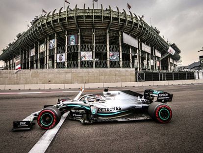 Lewis Hamilton, en los entrenamientos del GP de México.