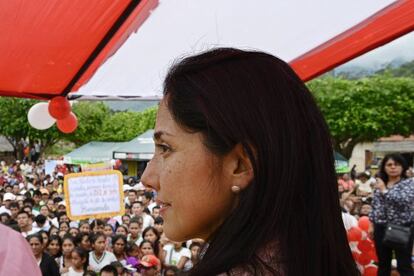 Nadine Heredia, primera dama de Per&uacute;, en una visita a Tarapoto, cerca de la selva al norte de su pa&iacute;s, donde la mujer del presidente Ollanta Humala se dispone a visitar la poblaci&oacute;n y ofrecer un discurso.