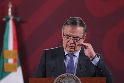 Marcelo Ebrard, durante la conferencia matutina de Presidencia de este viernes.