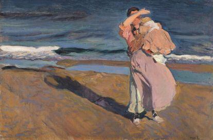 'Pescadora con su hijo', obra pintada por Sorolla en 1908, en una playa de Valencia.