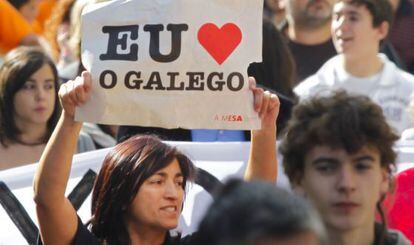 Manifestación contra la política lingüística de Feijóo en 2009.