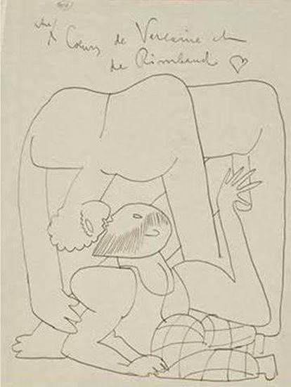 Uno de los dibujos de Eisenstein que se exponen en el Palacio de Bellas Artes.