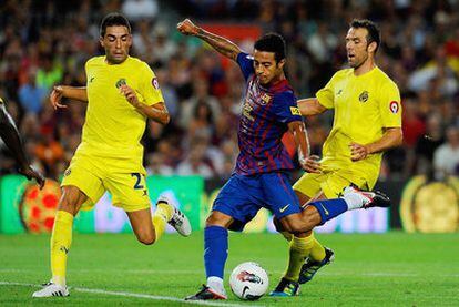 Thiago consigue el primer gol del Barça con un disparo desde el borde del área que no pueden evitar ni Bruno ni Marchena.