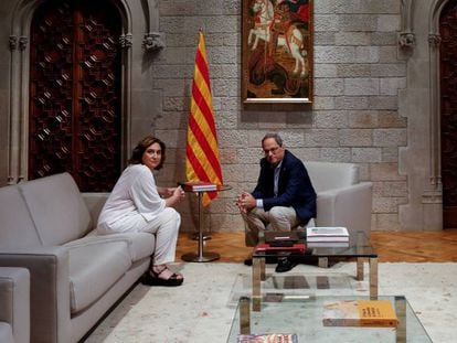 Ada Colau y Quim Torra este martes en el Palau de la Generalitat. En vídeo, declaraciones de Colau.