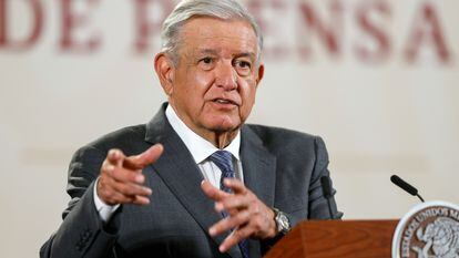 El presidente de México, Andrés Manuel López Obrador, durante su conferencia matutina de este jueves.