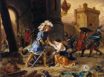 <i>Amadís de Gaula salva a la princesa Olga </i>(1860), óleo de Eugéne Delacroix. 
Foto: Virginia Museum of Fine Arts
Portada de <i>Lisuarte de Grecia</i> (Sevilla, 1550).