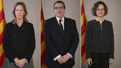 Els consellers sortints, Neus Munté (portaveu), Jordi Jané (Interior) i Meritxell Ruiz (Ensenyament).