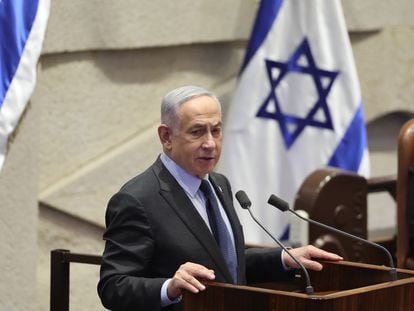 Benjamín Netanyahu, el pasado lunes en el Parlamento israelí, en Jerusalén.