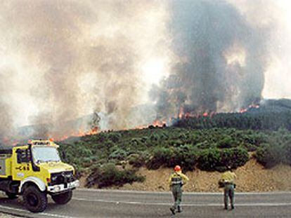 Imagen del incendio en la sierra de la Culebra, en el término de Tábara (Zamora).