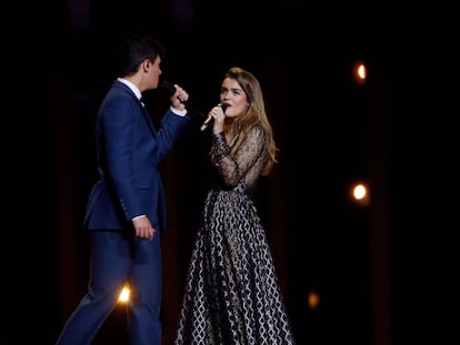 Alfred y Amaia durante el segundo ensayo en Lisboa.