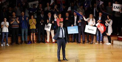 Emmanuel Macron, durante el mit&iacute;n en Londres de este mi&eacute;rcoles.