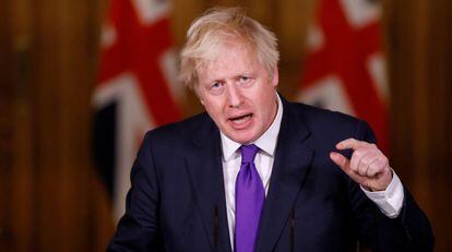 Boris Johnson, primer ministro británico, ayer en Downing Street. 