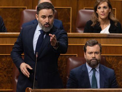 Santiago Abascal, interviene durante un pleno del Congreso, el 30 de noviembre en Madrid.