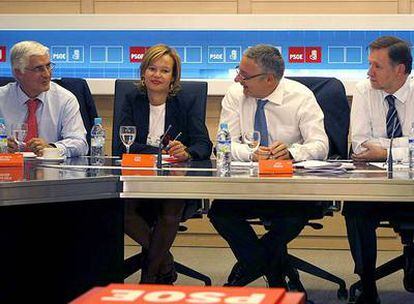 José María Barreda, Leire Pajín, José Blanco y Marcelino Iglesias, durante la reunión de ayer.