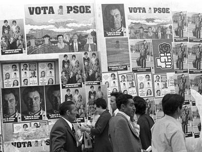 Carteles electorales del PSOE en Guadalajara en 1977.