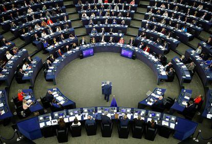El presidente de la Comisión Europea Jean-Claude Juncker el pasado miércoles ante el pleno del Parlamento Europeo en Estrasburgo.