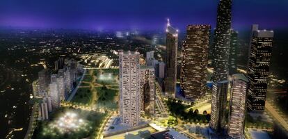 Recreación del área de negocios del plan de desarrollo del Distrito Castellana Norte.