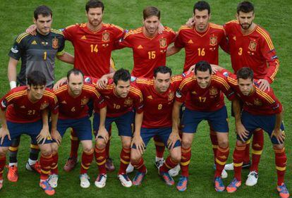 El once inicial de la selección española
