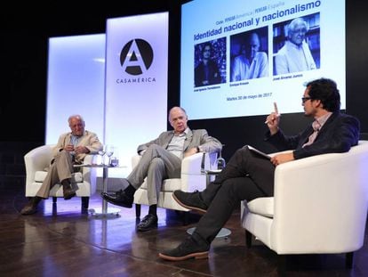 Jos&eacute; &Aacute;lvarez Junco, Enrique Krauze y Jose Ignacio Torreblanca, en la Casa America durante el ciclo Pensar Am&eacute;rica, pensar Espa&ntilde;a. 