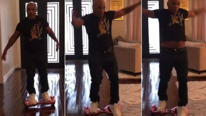 Mike Tyson, jugando con el aerodeslizador.