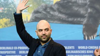 Roberto Saviano, en su rueda de prensa en Berlín.