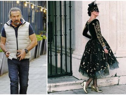 Nuria March antes de entrar en la fiesta de máscaras que José María Cano (en la imagen de la izquierda) ofreció en su palacete lisboeta.