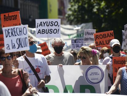 Manifestación en defensa de la sanidad pública en Madrid a principios de julio.