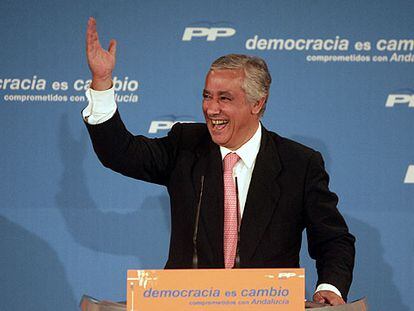 Javier Arenas, en su discurso posterior a la reelección como líder del PP en Andalucía.