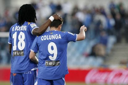Colunga y Boateng celebran el primer gol del Getafe