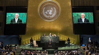 Michel Temer durante su discurso este martes en la ONU.