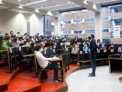 Una clase en la Universitat Pompeu Fabra, en octubre.