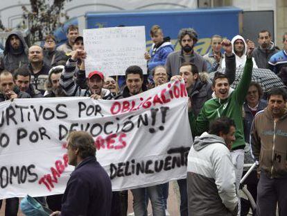 Manifestación de mariscadores furtivos en Ferrol