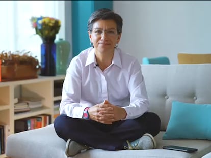 Claudia López, alcaldesa de Bogotá, en una captura del vídeo en el que invitaba a donar para atender la crisis.