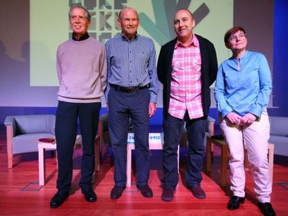 Mariano Ferrer, Juan Jos&eacute; Ibarretxe, Floren Aoiz y Gemma Zabaleta, de izquierda a derecha.