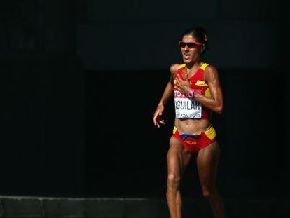 Alessandra Aguilar, en el marat&oacute;n del Mundial de Mosc&uacute; 2013, en el que termin&oacute; plata. 