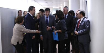 Zapatero y Fernández durante el aniversario de la ley de Dependencia.