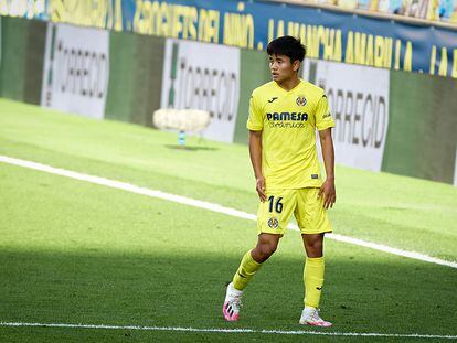 Take Kubo, en un partido con el Villarreal esta temporada en La Cerámica.