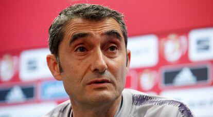 Ernesto Valverde, durante una rueda de prensa.