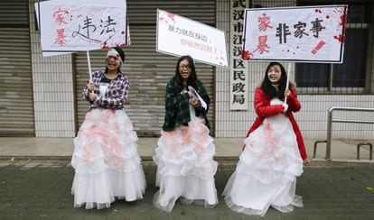 Una protesta en 2012 en la provincia de Hubei.