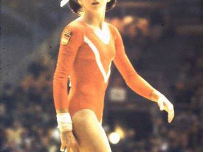 Gloria Viseras, en un campeonato internacional de gimnasia en 1978.