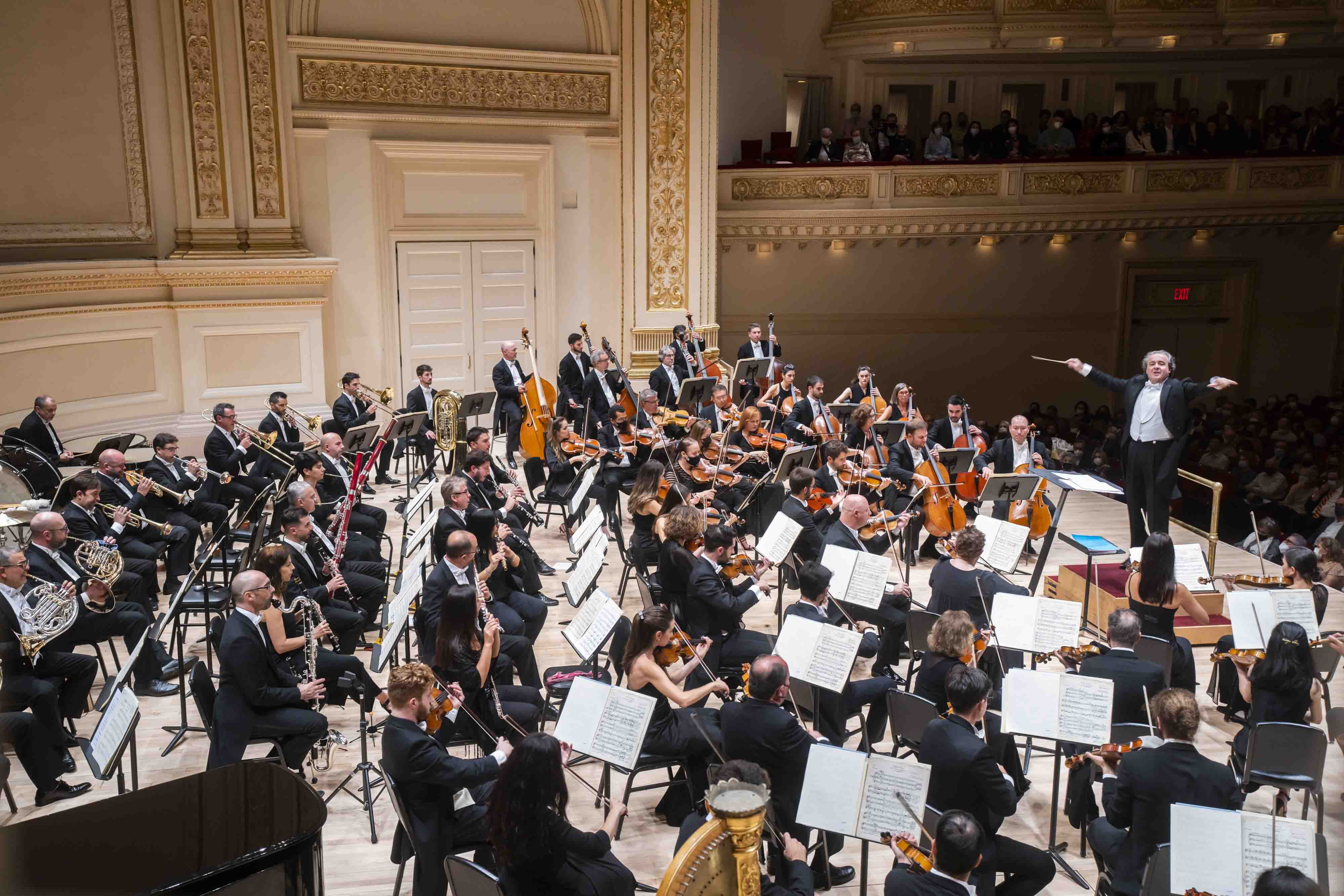La Orquesta Sinfónica de Madrid, este jueves en el Carnegie Hall, en Nueva York.