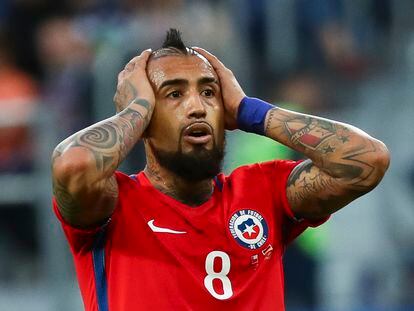 Arturo Vidal, durante un partido de la selección chilena en 2017.