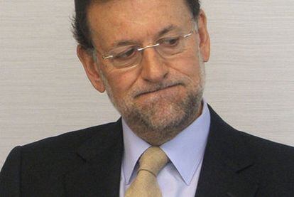 El presidente del PP, Mariano Rajoy, ayer durante una reunión en Madrid.