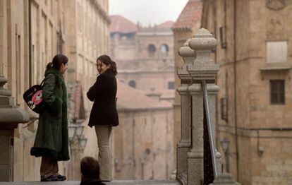 Las escalinatas de la Universidad Pontificia de Salamanca.