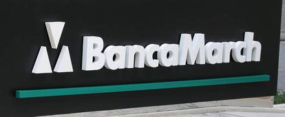 Imagen del logotipo de Banca March en su sede operativa de Madrid