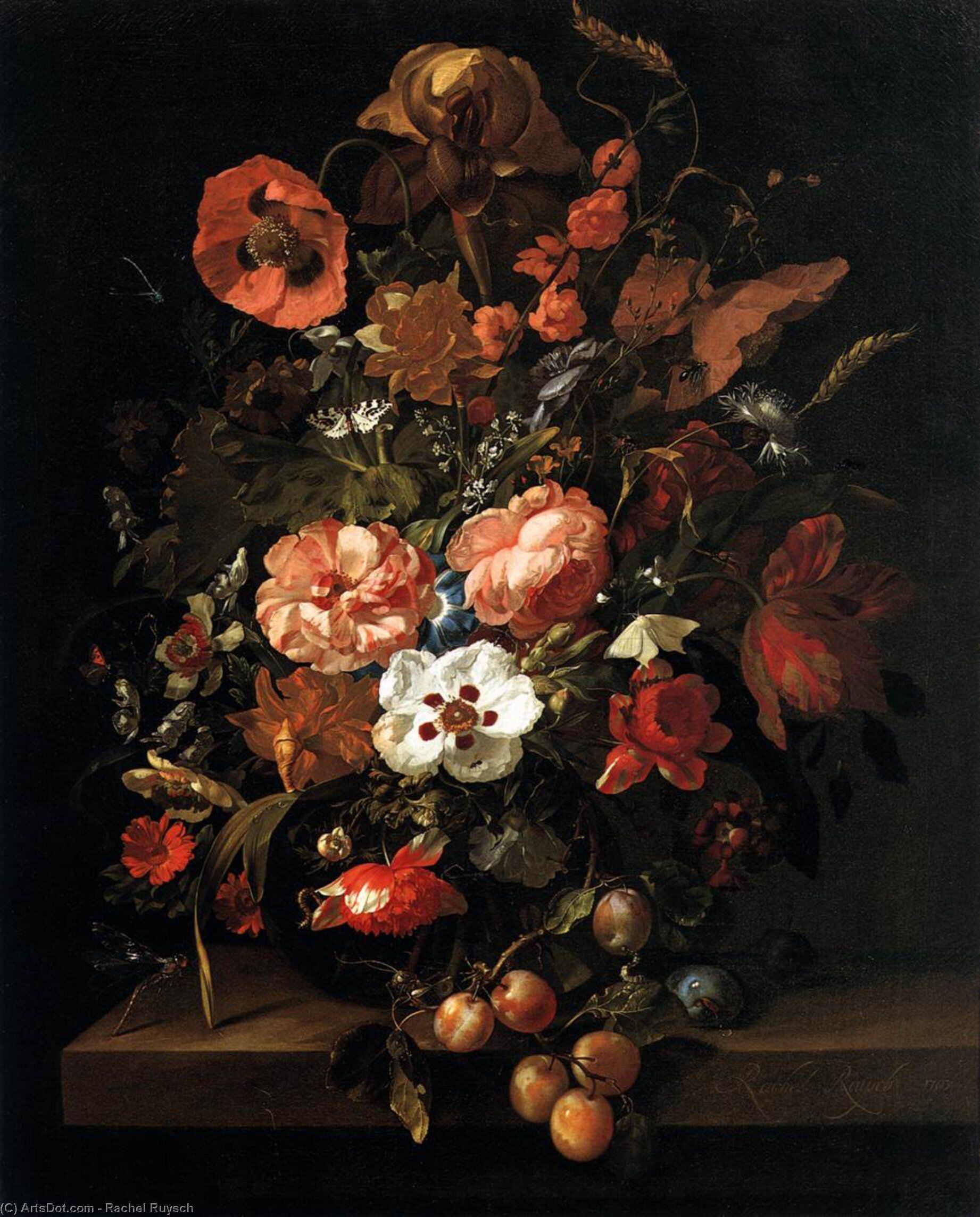 'Bodegón con flores en un jarrón de cristal' (hacia 1690), de Rachel Ruysch.