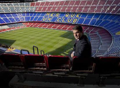 Joan Laporta, en la grada del Camp Nou la semana pasada.