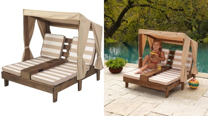 Este modelo de tumbona de doble asiento es ideal para que lo utilicen los más pequeños de la casa.